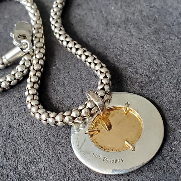 Silpada Hammered 925 Sterling Silver & 14k Gold Plated Pendant Necklace - Picture 2 of 8